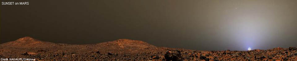 view across Mars showing setting sun