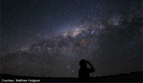 Person at night looking at Milky Way